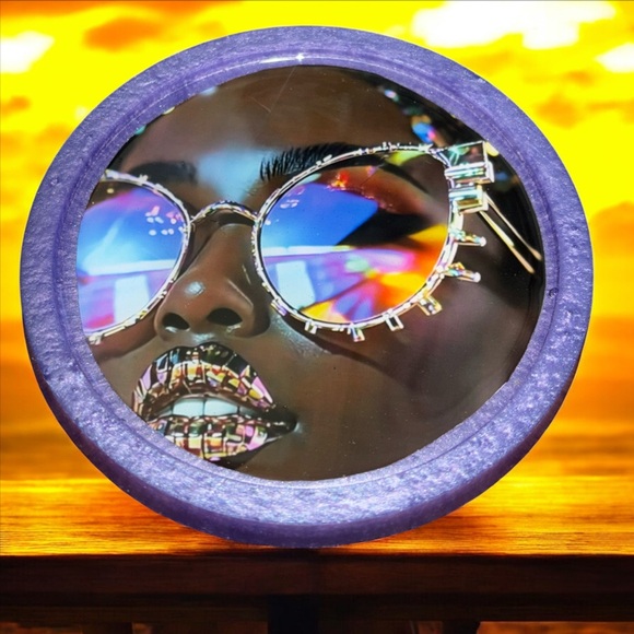 NORE’S NOVELTIES Single (not a set) Round Handcrafted Coaster “CHOCOLATE RAYS” - Picture 1 of 3